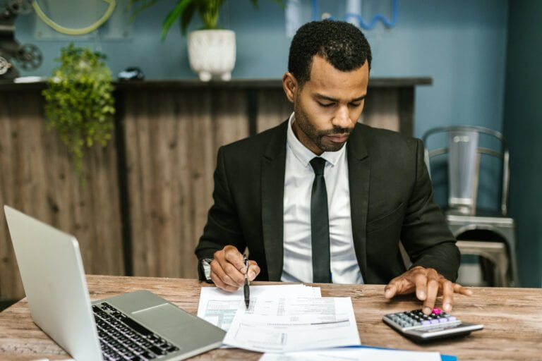 a man sitting at a desk