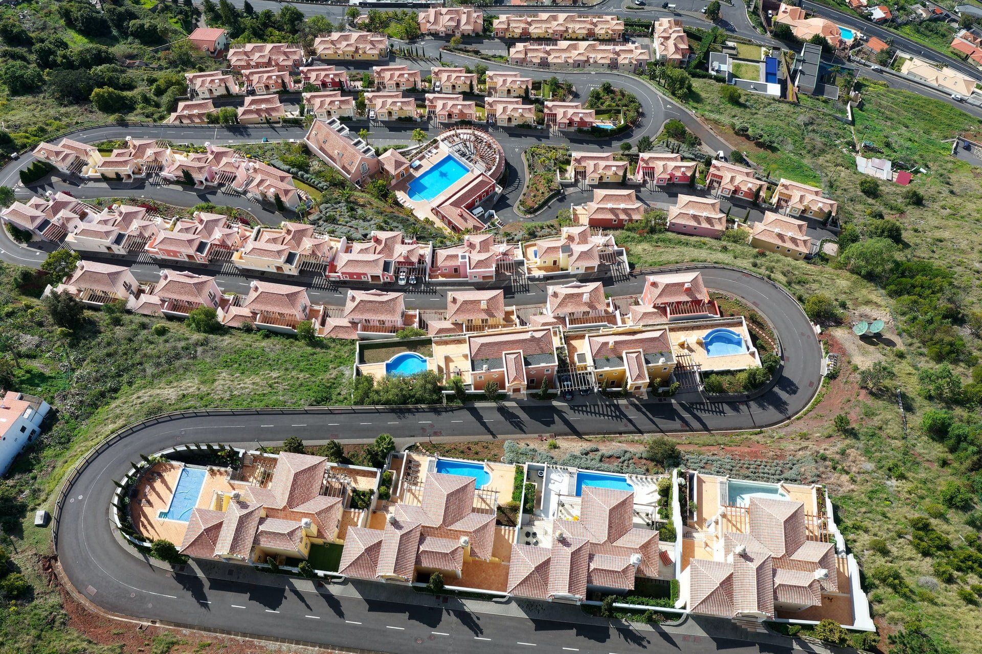 an aerial view of a town