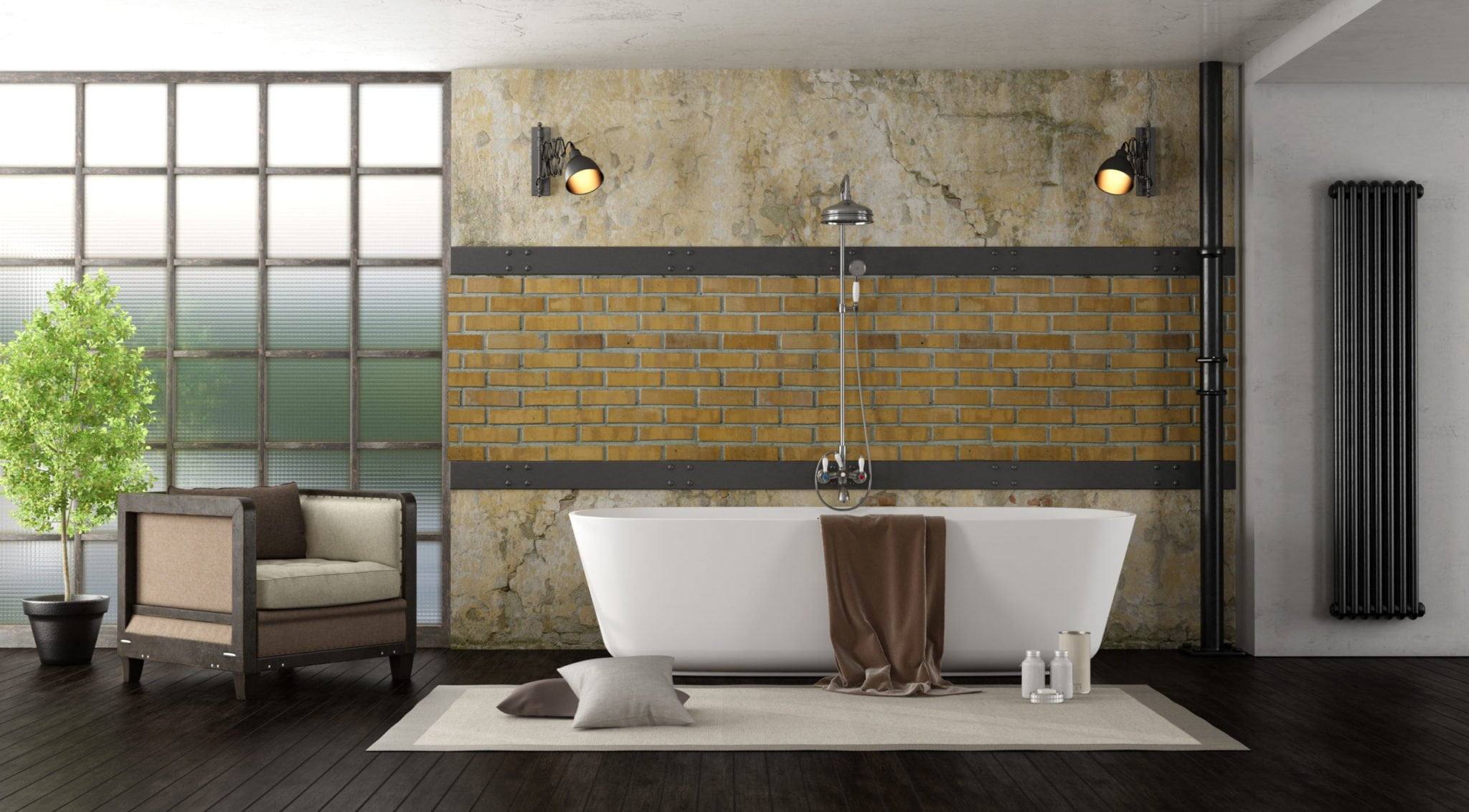 a large bathroom with a large tub
